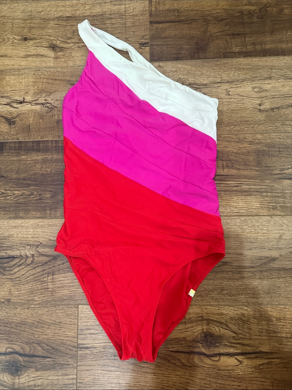 summersalt One-ShoulderOne-Piece Swimsuit - White, Pink & Red size 8LT